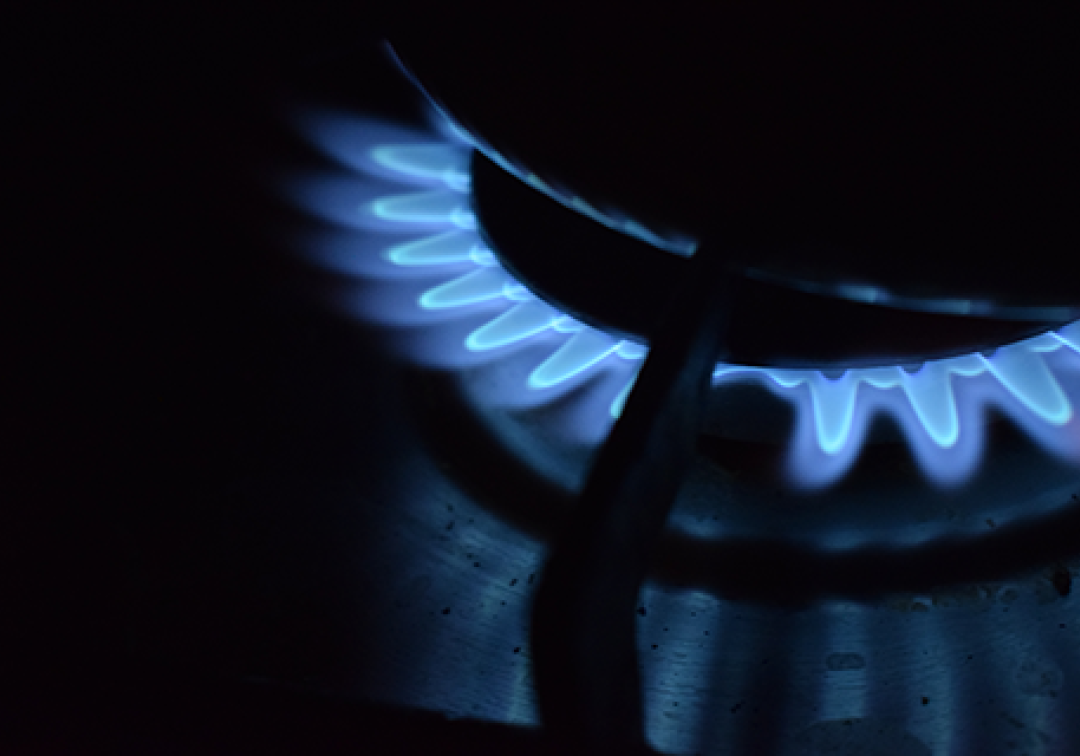 Blue light of a gas cooktop