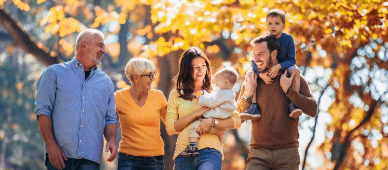 Several generations of one family outdoors