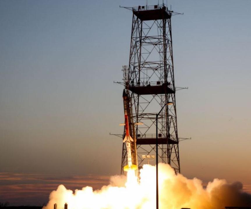 The BoLT II rocket launching from the NASA Wallops Flight Facility.