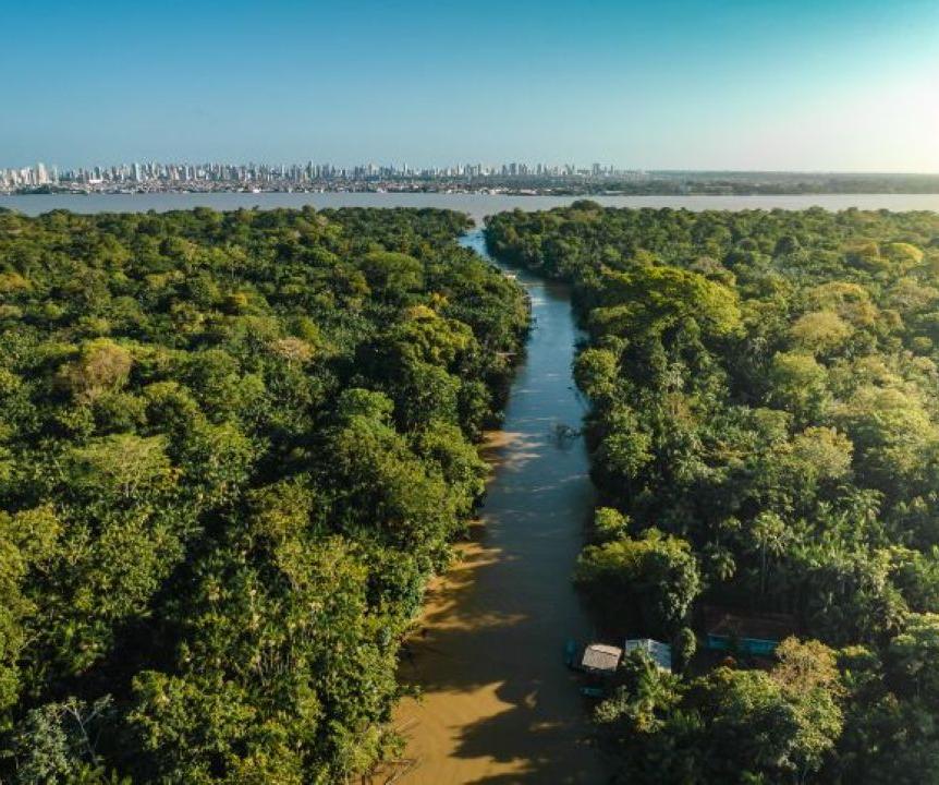 aerial drone photo of Combu Island Belem do Para Brazil