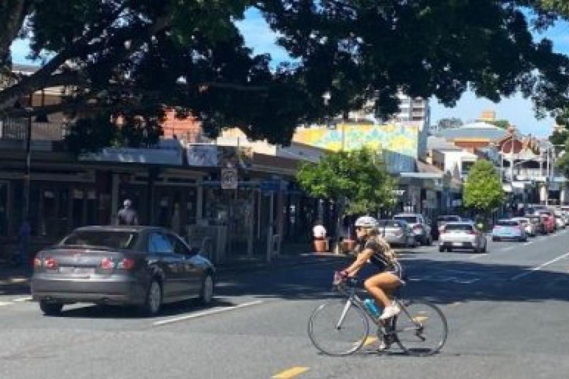 A cyclist in Brisbane's West End