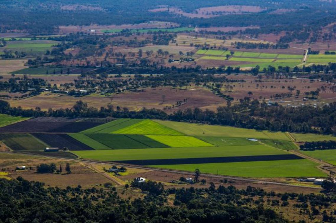 The patchwork fields near Kalbar in Southeast Queensland