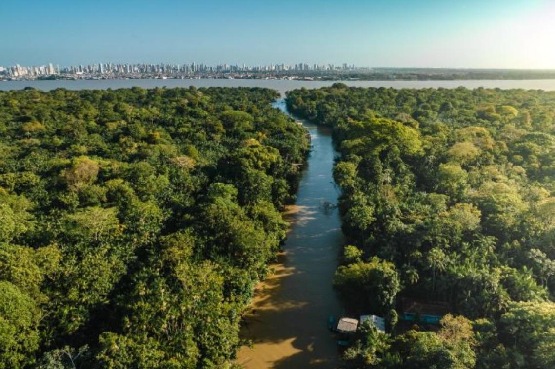 aerial drone photo of Combu Island Belem do Para Brazil