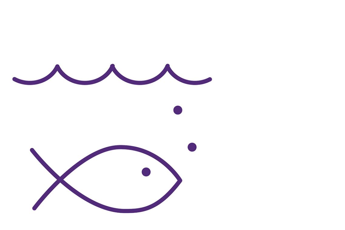 A graphic depicting a fish swimming underwater.